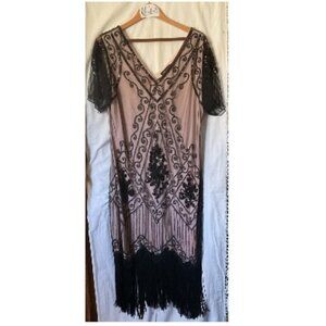 BABEYOND  1920s Gatsby - Roaring 20s short sleeve Sequin Beaded Flapper dress